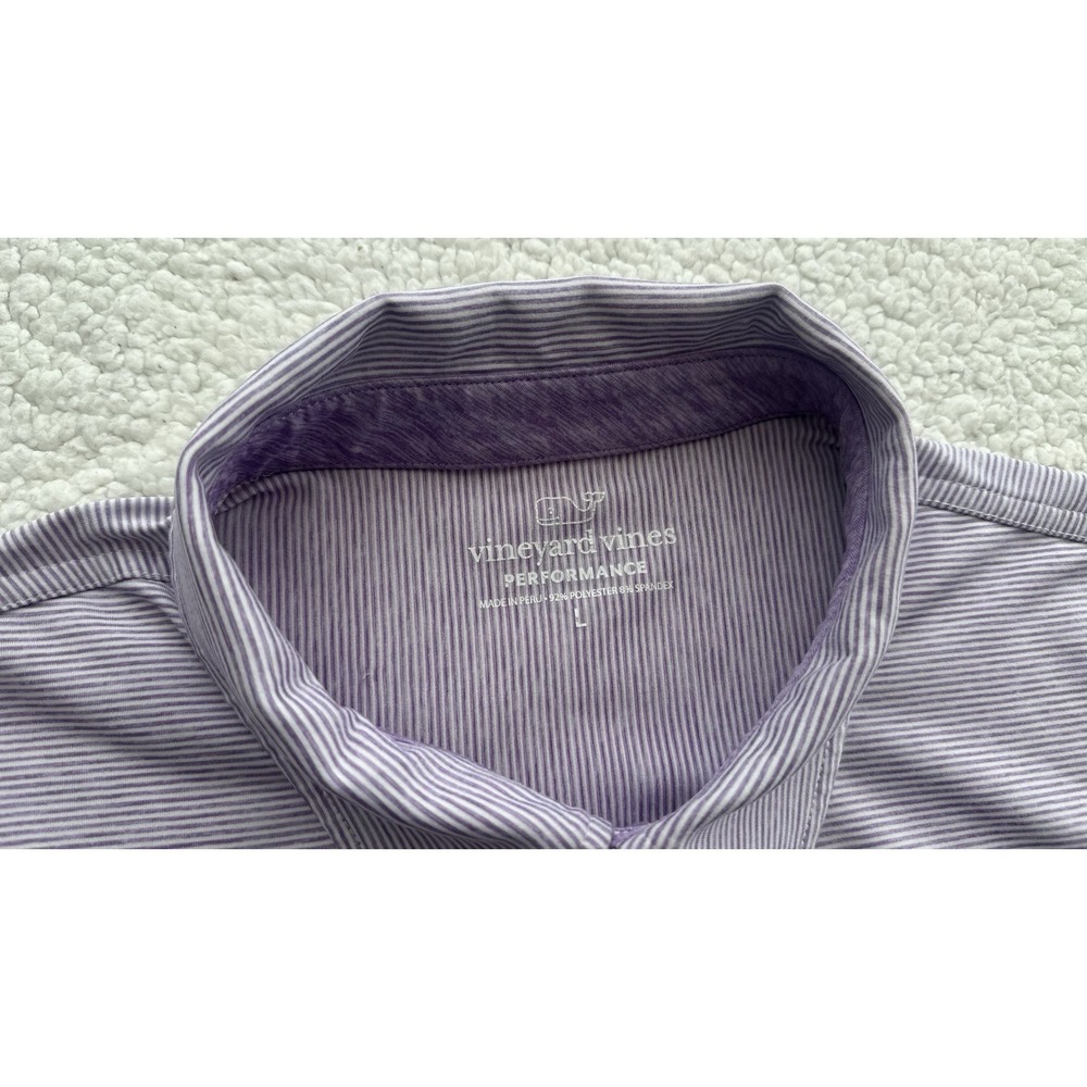 Mens Vineyard Vines Performance Polo Shirt Purple Stripe Short Sleeve Size L - Picture 9 of 14